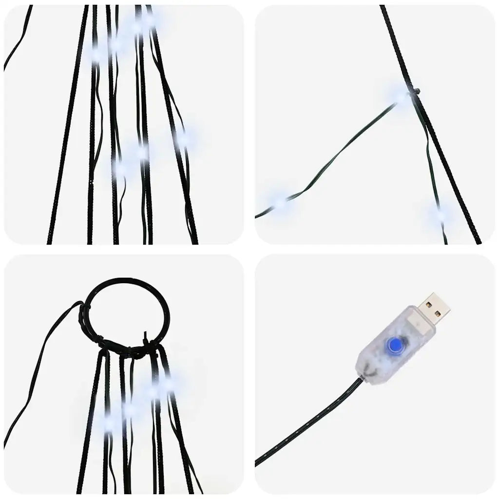 Componenti albero LED: fili con luci e centralina con connettore USB