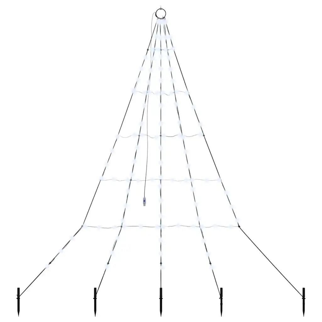 Albero di Natale LED bianco freddo con cavi a vista e picchetti da inserire nel terreno