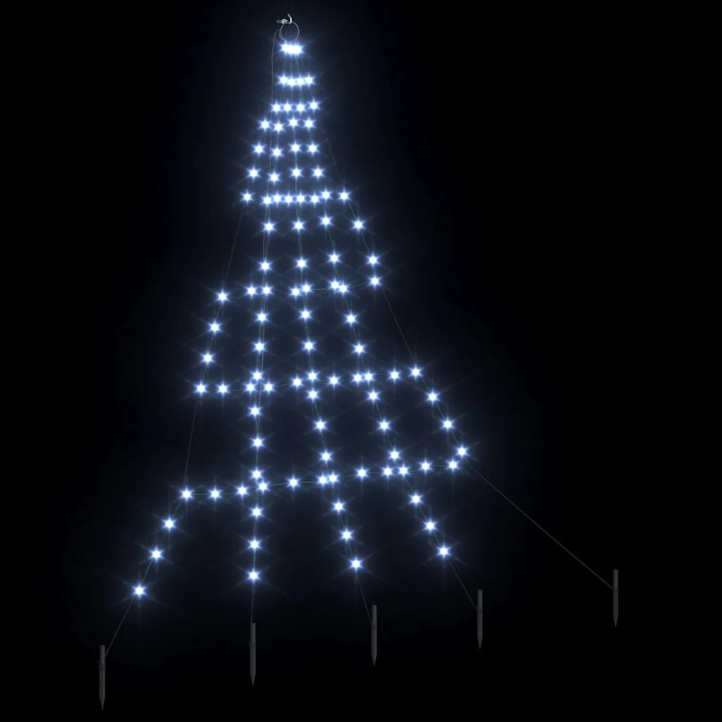 Albero di Natale LED bianco freddo a cono con luci puntiformi e picchetti