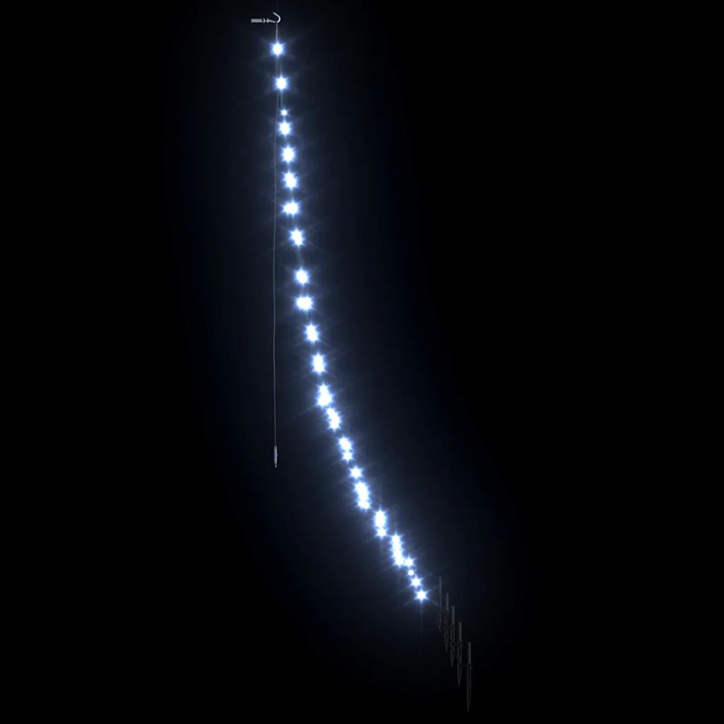 Albero di Natale LED bianco freddo, vista laterale della sagoma luminosa con picchetti