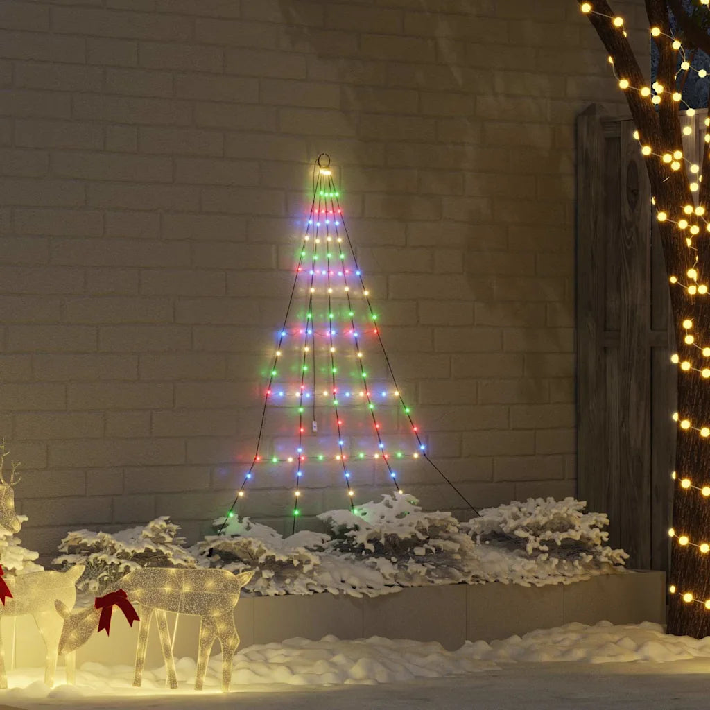 Albero di Natale LED multicolore con picchetti da giardino e luci a cascata