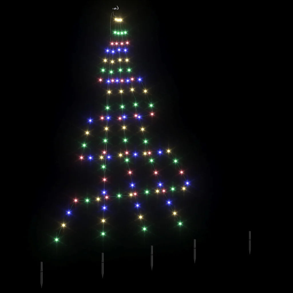 Albero di Natale LED multicolore illuminato con picchetti per il terreno