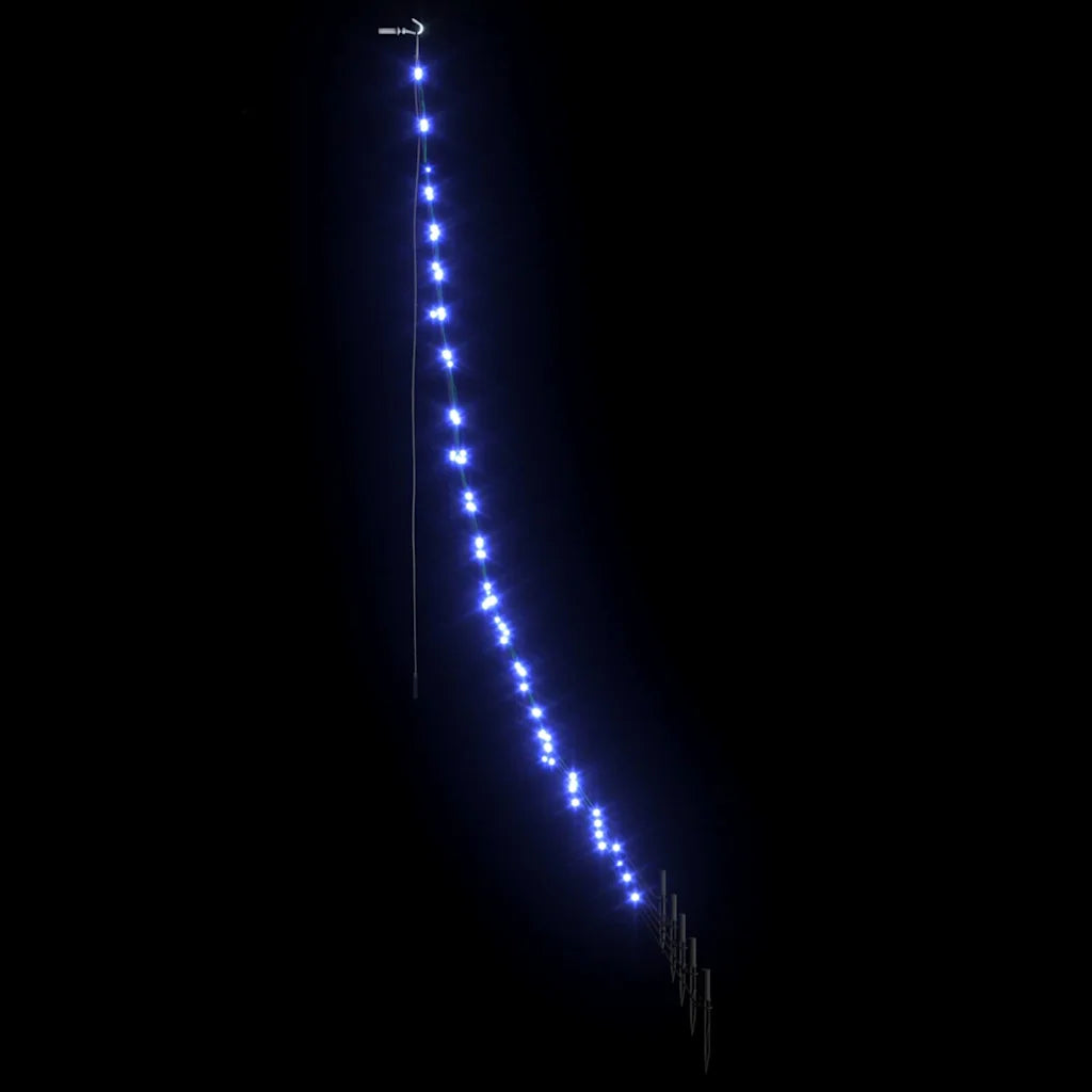 Albero di Natale LED blu a cono con luci blu su fili e picchetti per il terreno