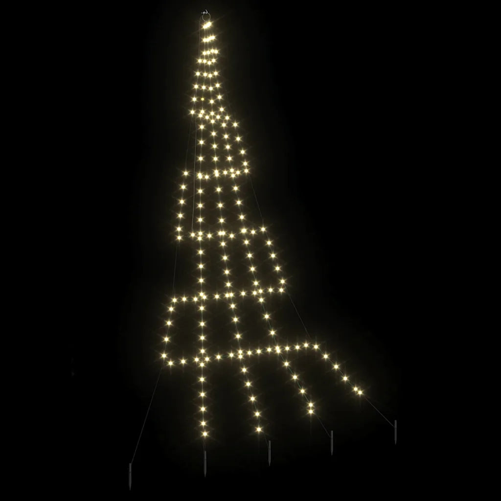 Albero di Natale LED bianco caldo a forma di cono con picchetti