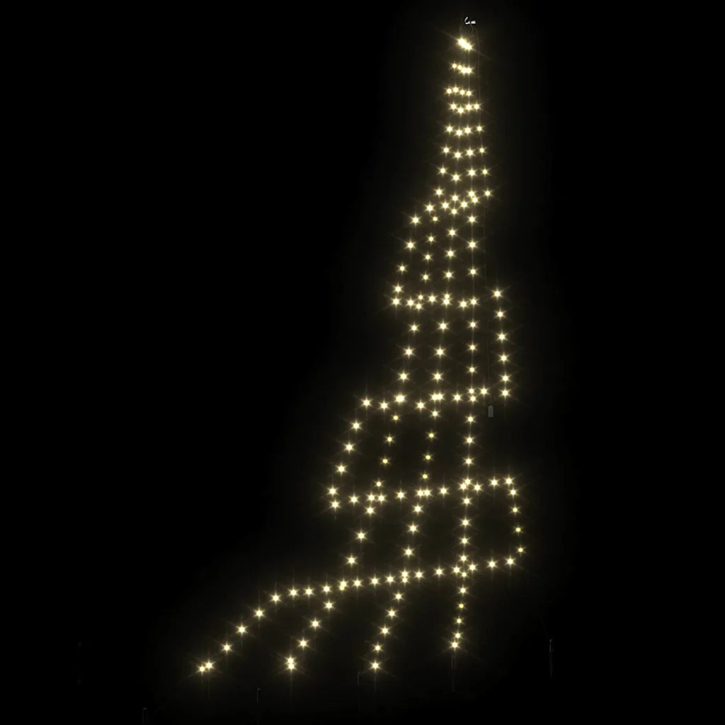 Albero di Natale LED bianco caldo a cono, luci diffuse e picchetti visibili