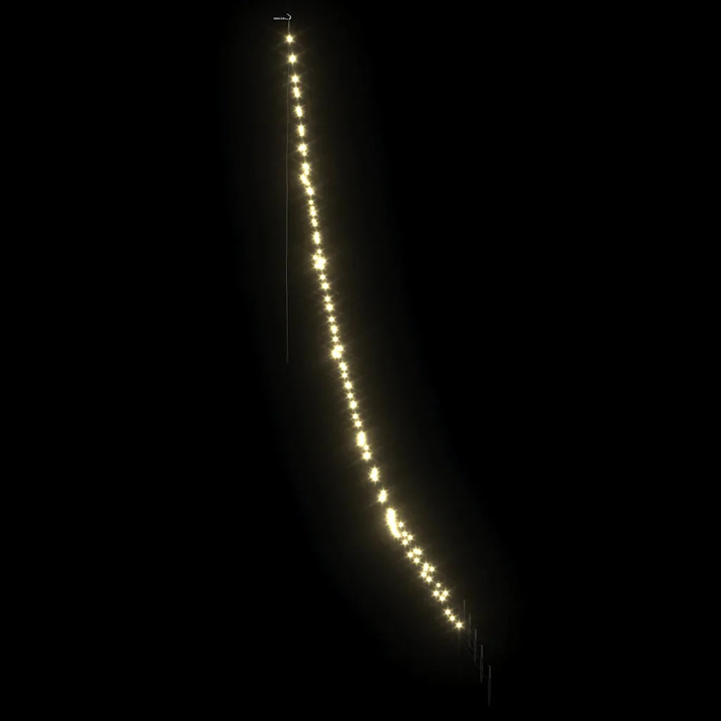 Albero di Natale LED bianco caldo, vista laterale con luci a filo a cono