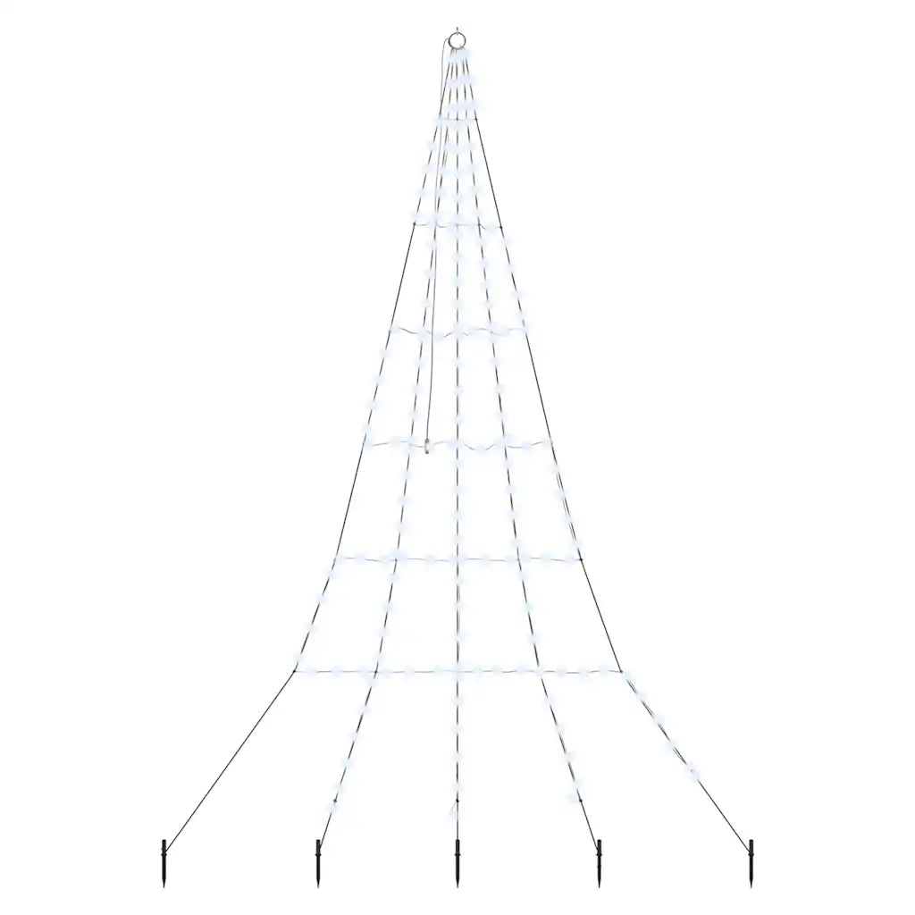 Albero di Natale LED bianco freddo a cono con cavo e picchetti da terra