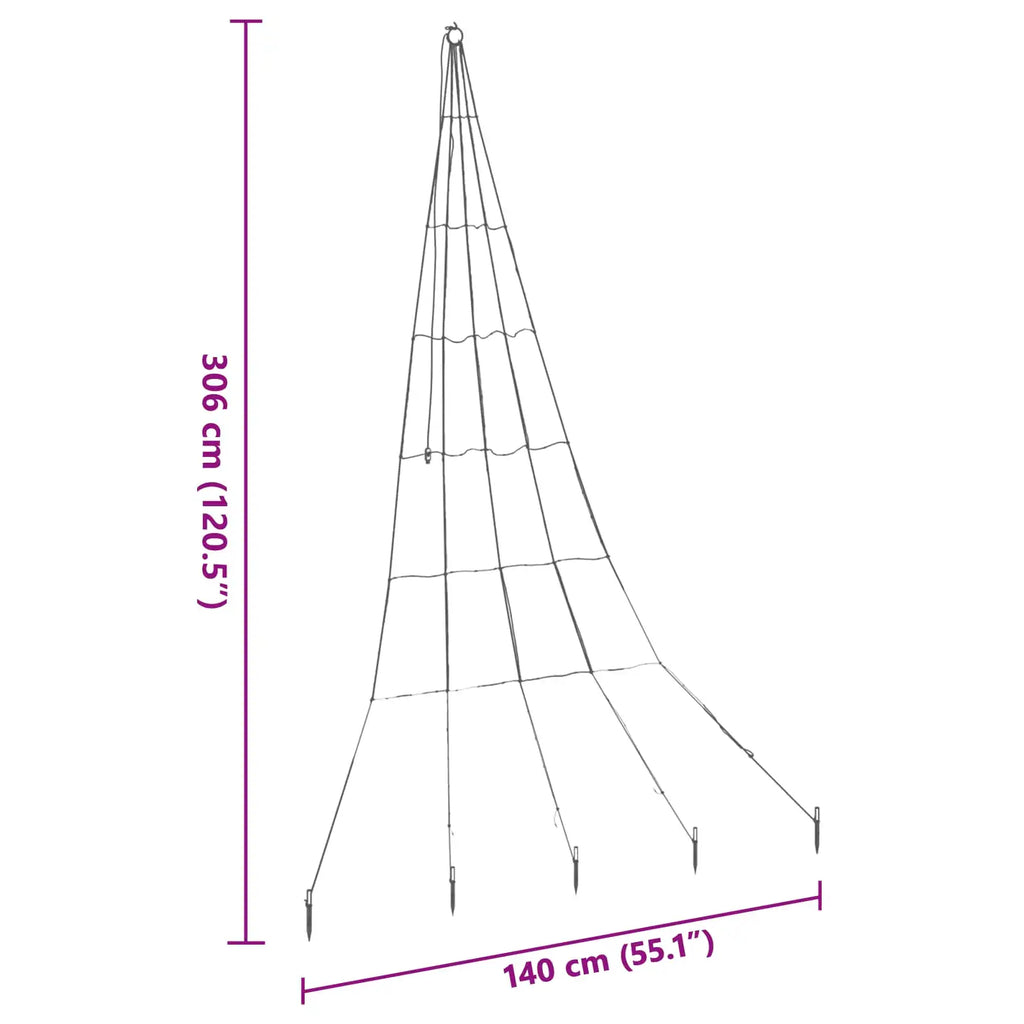 Albero di Natale LED a cono con dimensioni 140 cm e altezza 306 cm