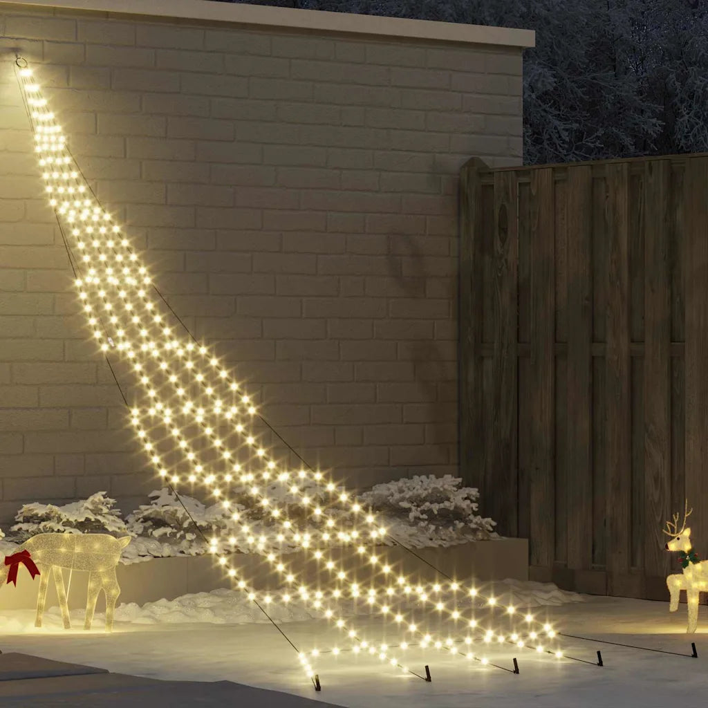 Albero di Natale LED da esterno bianco caldo con picchetti per fissaggio al terreno