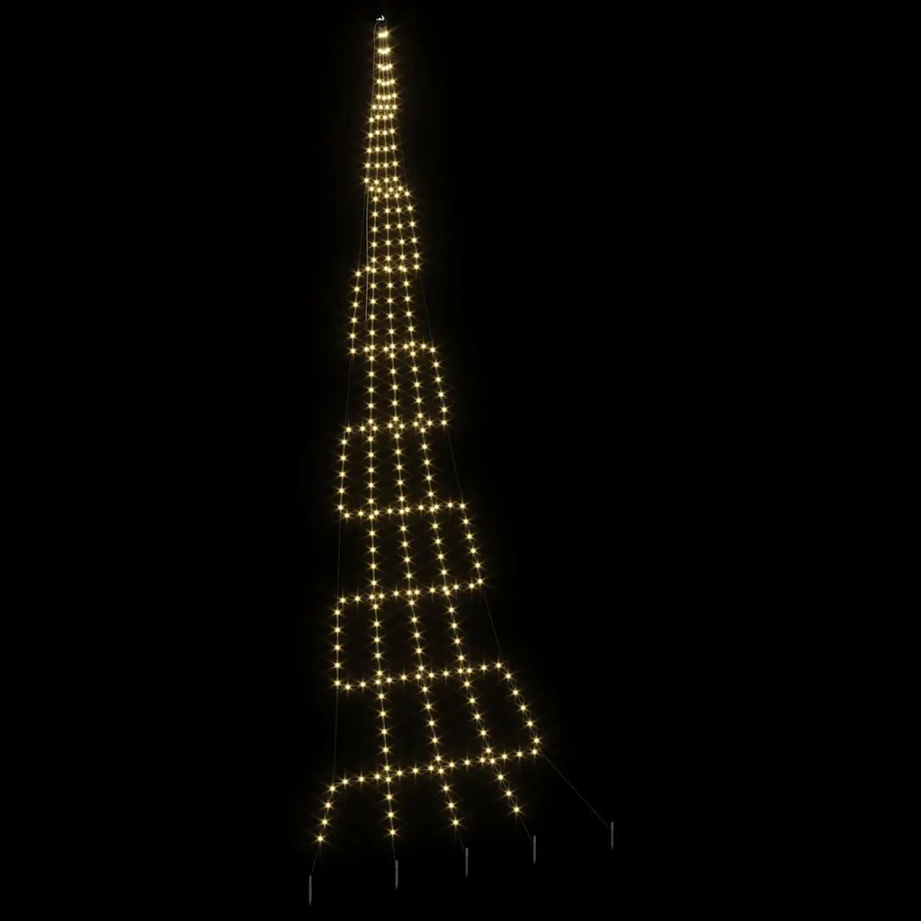 Albero di Natale LED bianco caldo con struttura a cono, luce accesa