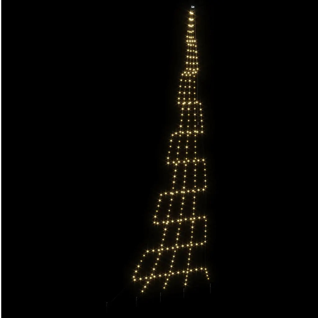 Albero di Natale LED bianco caldo a cono, fili luminosi su struttura