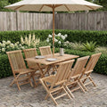 Set da giardino in legno: tavolo rettangolare e 4 sedie con doghe