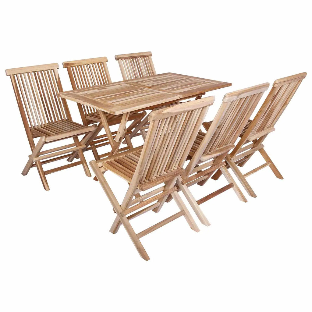 Set da giardino in legno con tavolo e 4 sedie impilabili