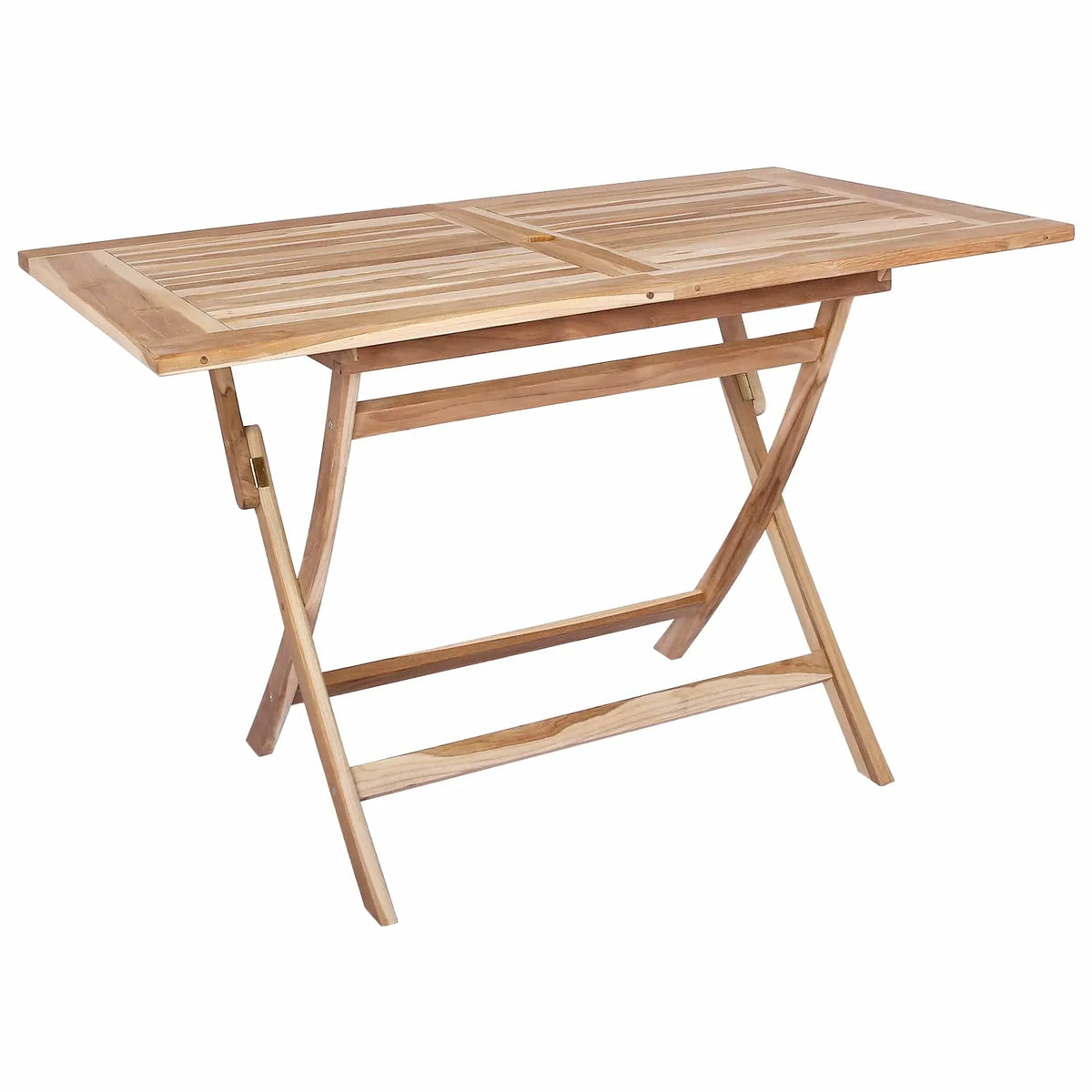 Tavolo da giardino in legno di teak rettangolare con piano a doghe