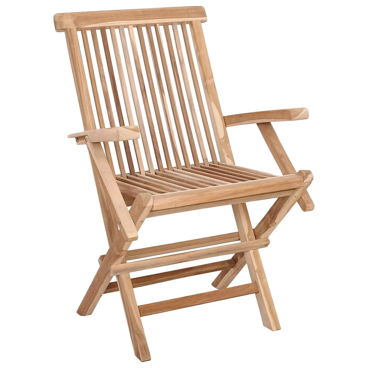 Set di mobili da giardino in teak: sedia pieghevole con schienale a doghe e braccioli