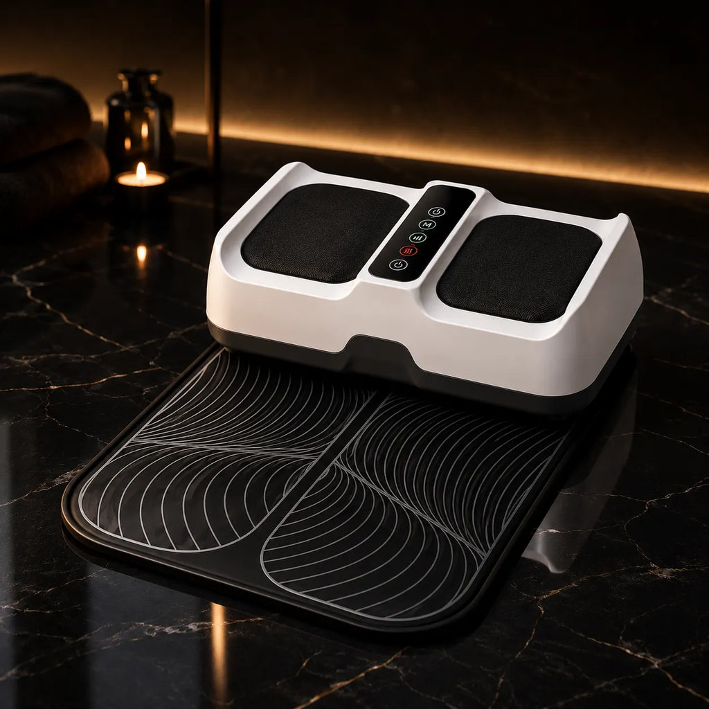 Massaggiatore Plantare EMS Riscaldante 42°C – Stimolazione Muscolare e Relax per Piedi e Gambe