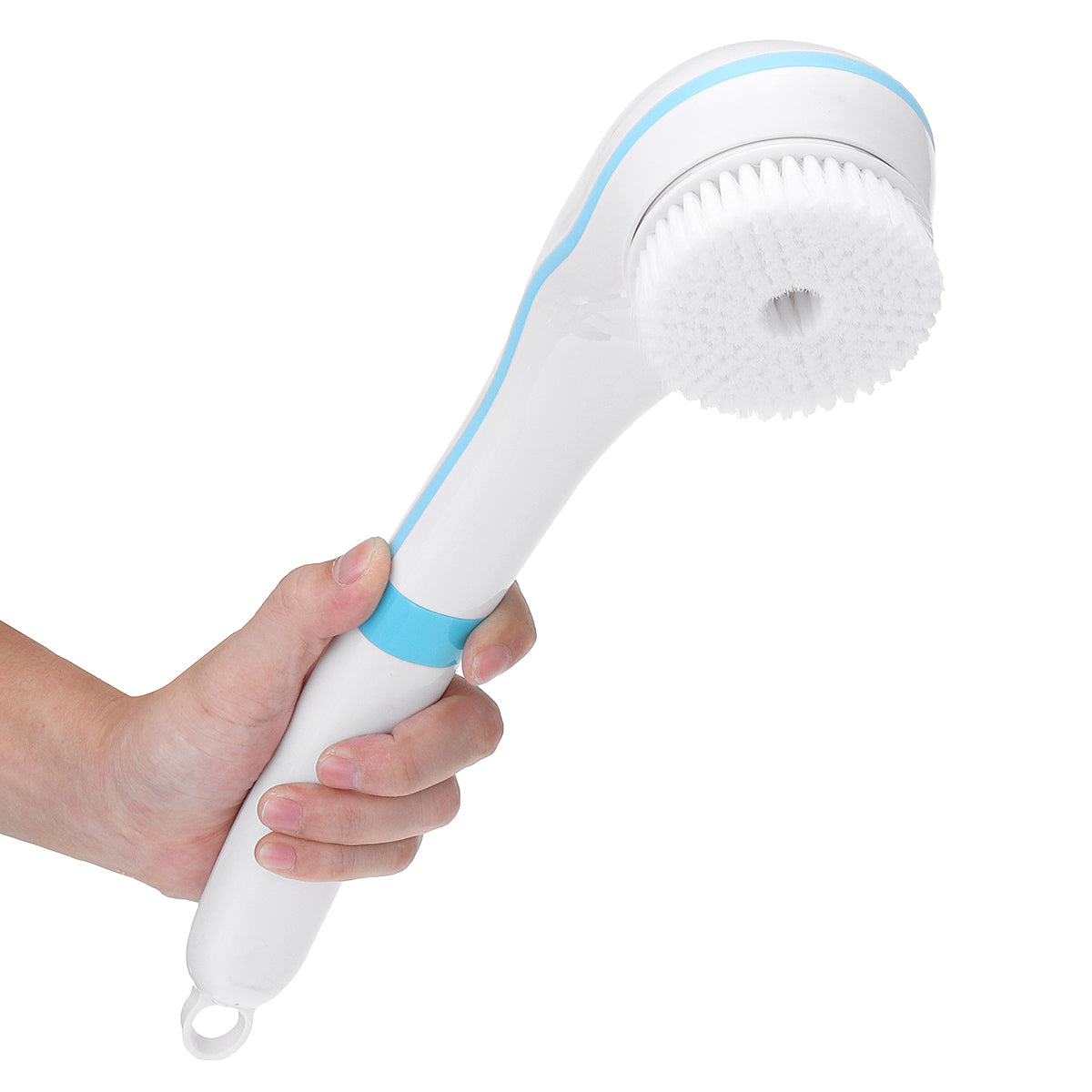 Spazzola da bagno elettrica con testina rotonda in setole e presa manuale