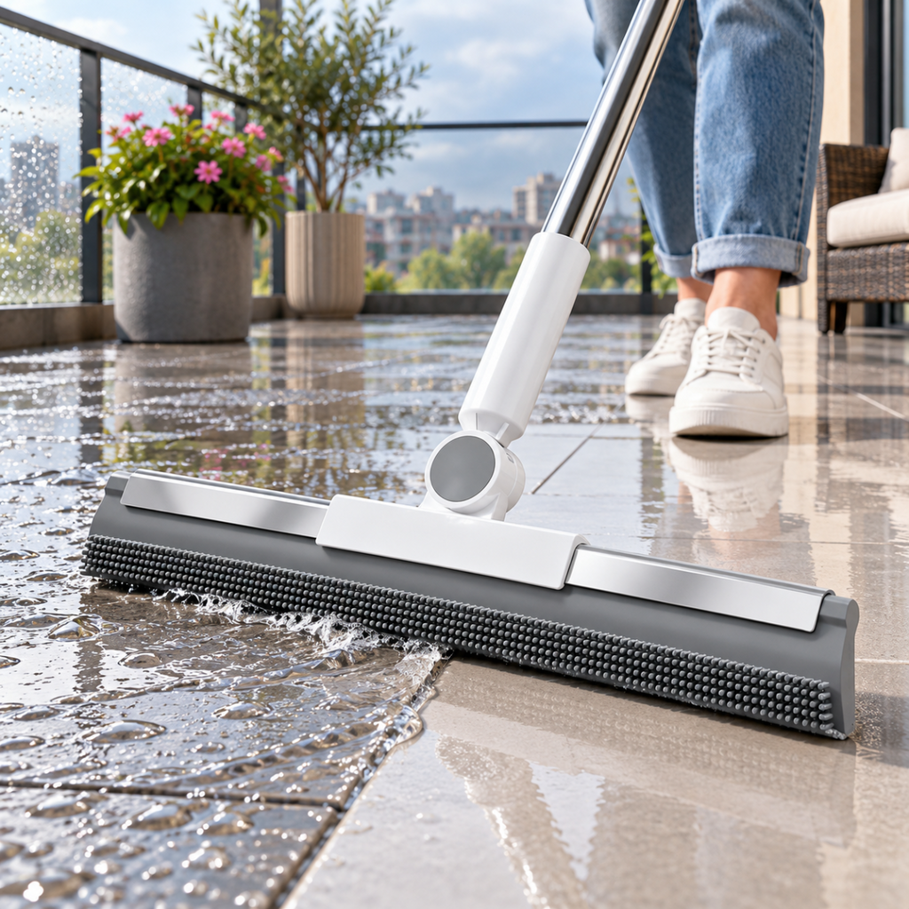 Spazzola tergipavimento 2 in 1 con testa da 50 cm e spazzola in silicone nera