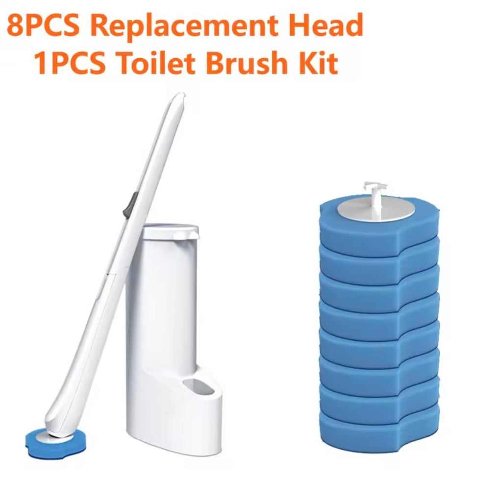 Spazzola WC 3 in 1 con manico bianco e testine blu di ricambio