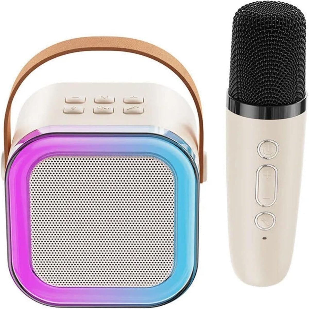 Cassa karaoke portatile con altoparlante quadrato LED e microfono Bluetooth grigio
