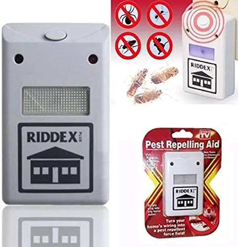 Dispositivo repellente per insetti e roditori a ultrasuoni con spina e griglia sonora grigia