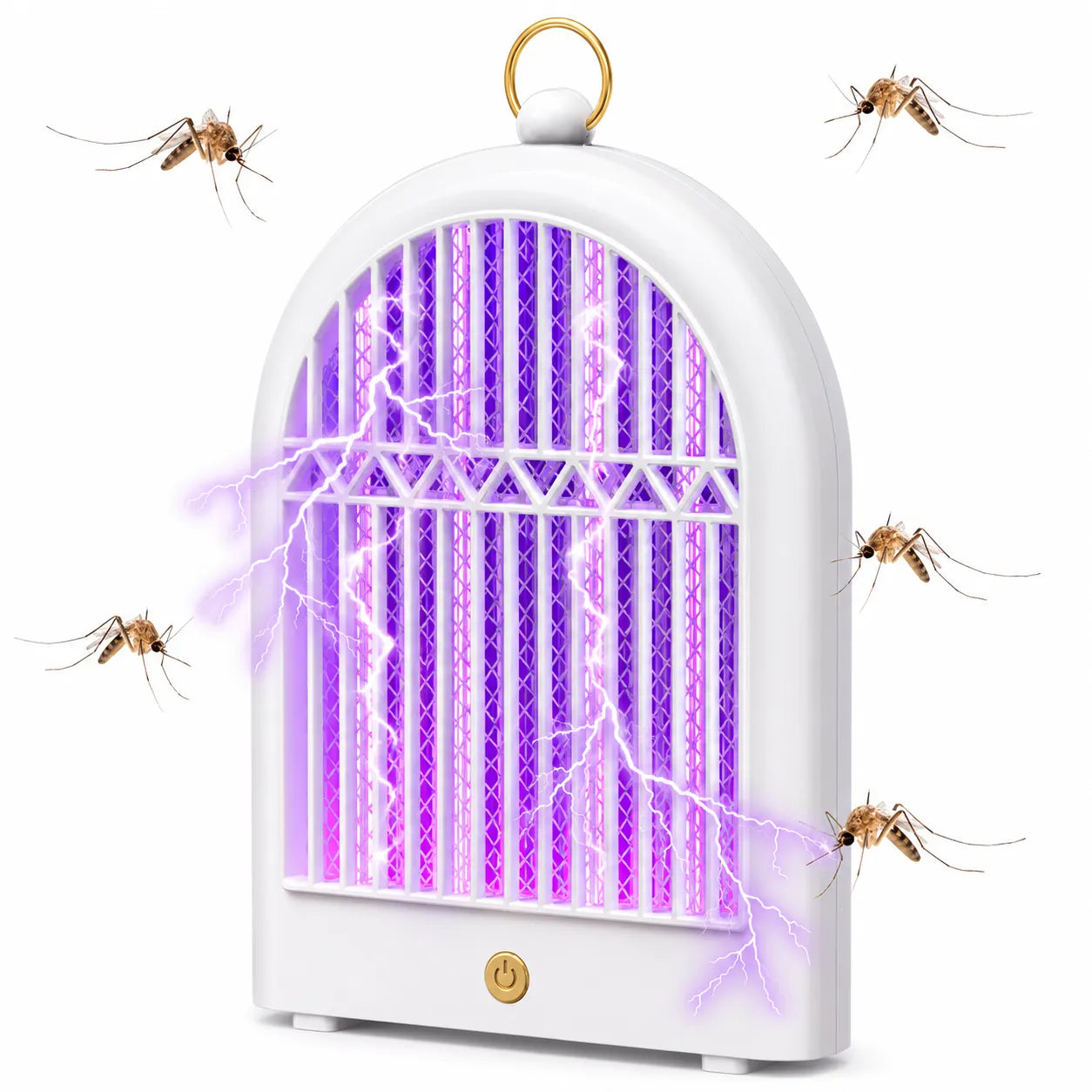 Lampada Insetticida LED UV Ricaricabile USB 2 Modalità Anti Zanzare Mosche da Appendere