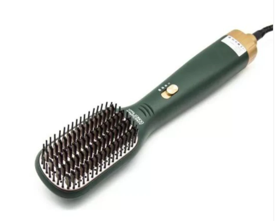 Spazzola ad aria elettrica verde con testina ovale e setole metalliche