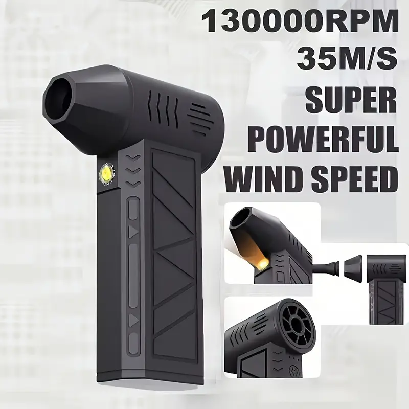 Mini ventilatore turbo jet nero con impugnatura e bocchetta frontale