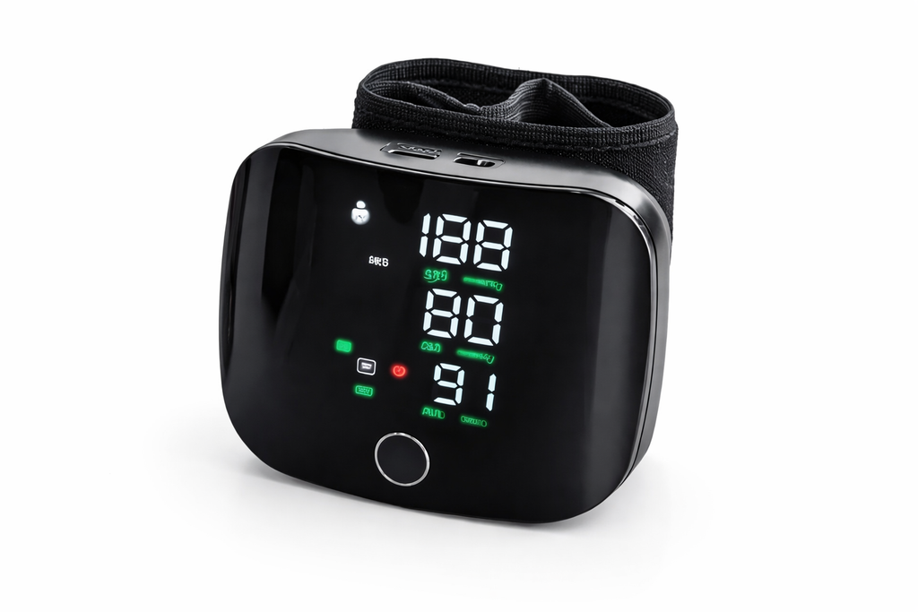Misuratore di Pressione Sanguigna da Polso Digitale Portatile con Display LCD Retroilluminato e Memoria, Bracciale Regolabile