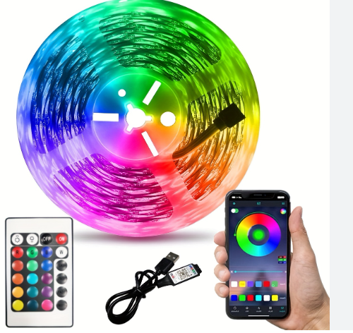 Kit striscia LED RGB con telecomando e controller, cavo USB