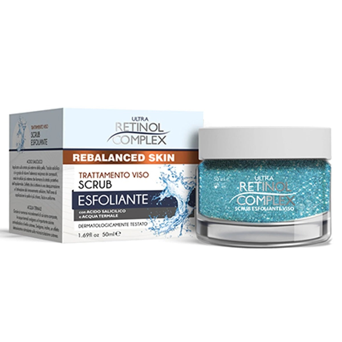 Scrub viso Ultra Retinol Complex in barattolo, gel blu, 50 ml