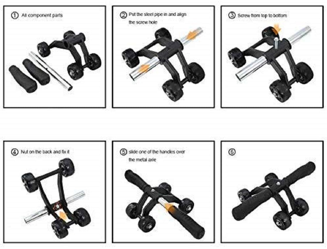 AB Wheel Roller Addominali Fitness Palestra Esercizi 5 in 1