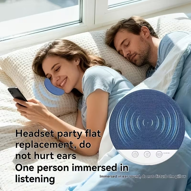 Altoparlante per cuscino Bluetooth blu con comandi sulla base bianca e indicatori
