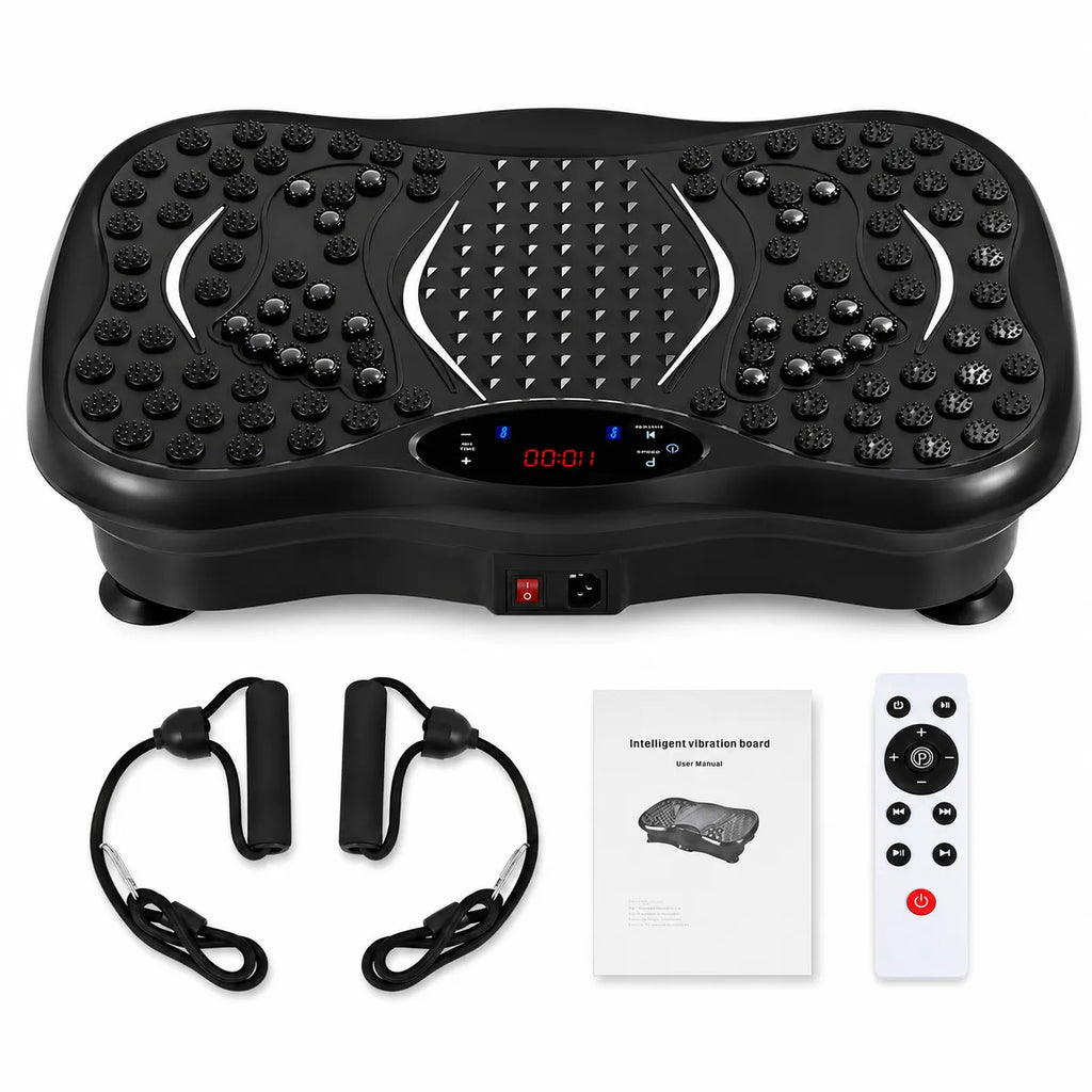 Pedana Vibrante Fitness Professionale con Bluetooth, Telecomando e Fasce Elastiche – 120 Livelli di Intensità, Allenamento Total Body, Massaggio Plantare, Tonificazione di Gambe, Glutei e Addome