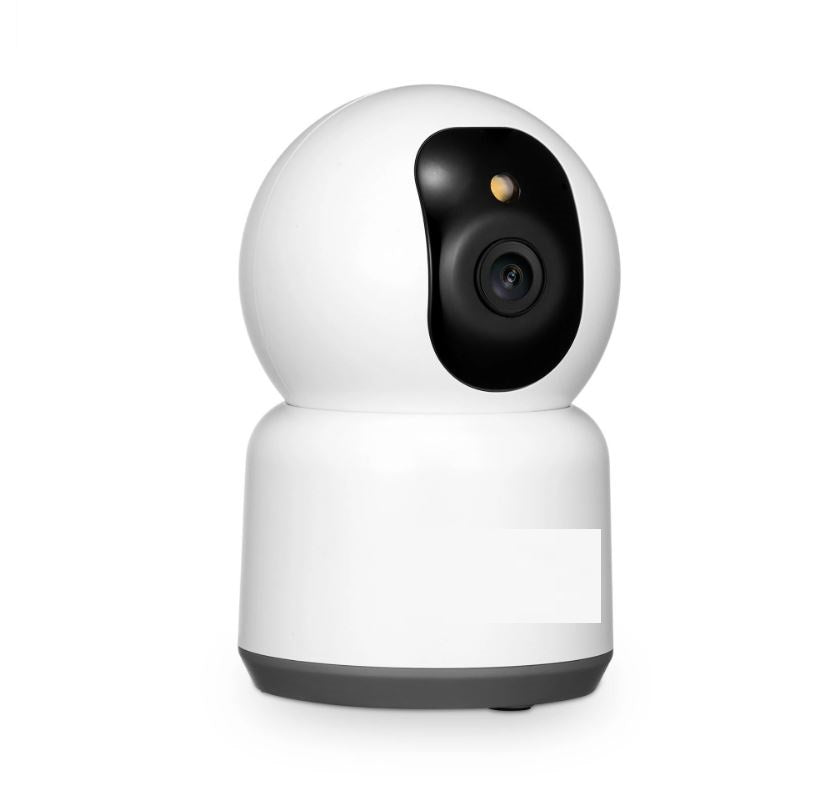 Telecamera IP Wi‑Fi bianca con obiettivo e finestra IR, cupola frontale