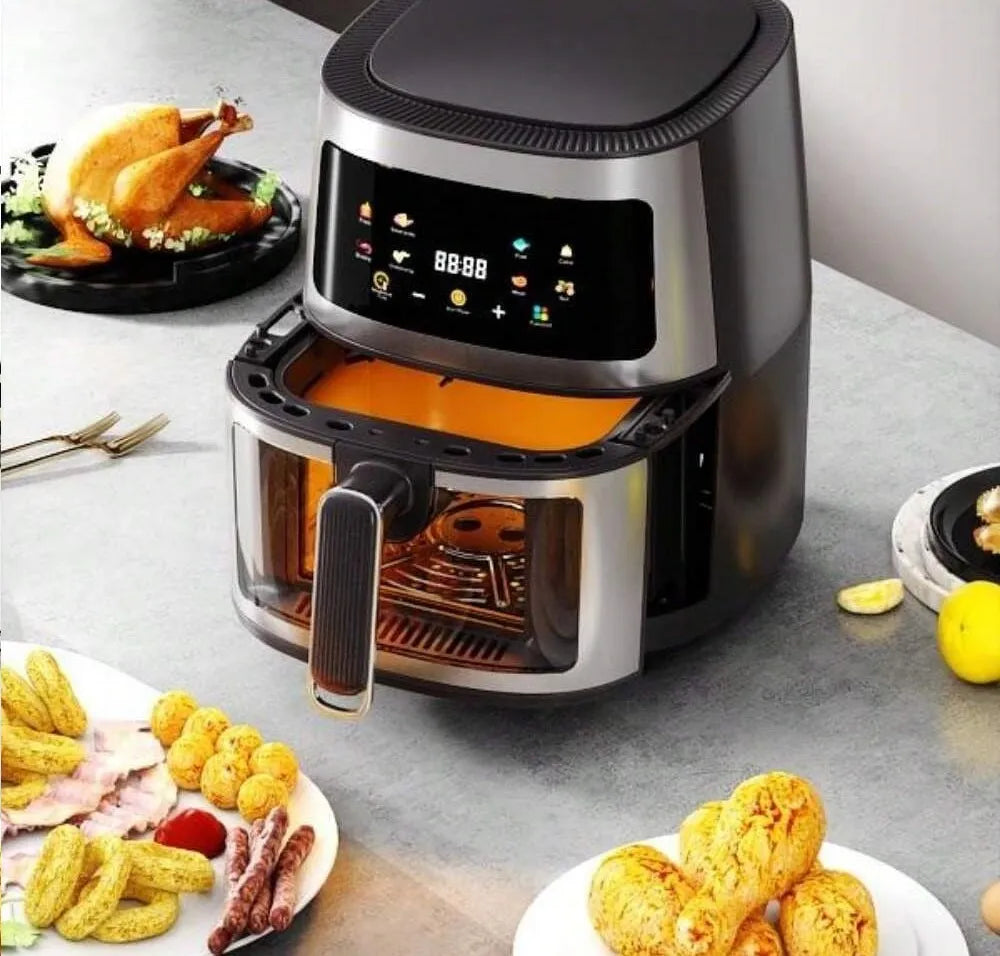 Friggitrice ad aria con display digitale e cestello trasparente estraibile