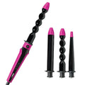 Arricciacapelli conico 3 in 1 rosa e nero con 3 accessori a barilotto