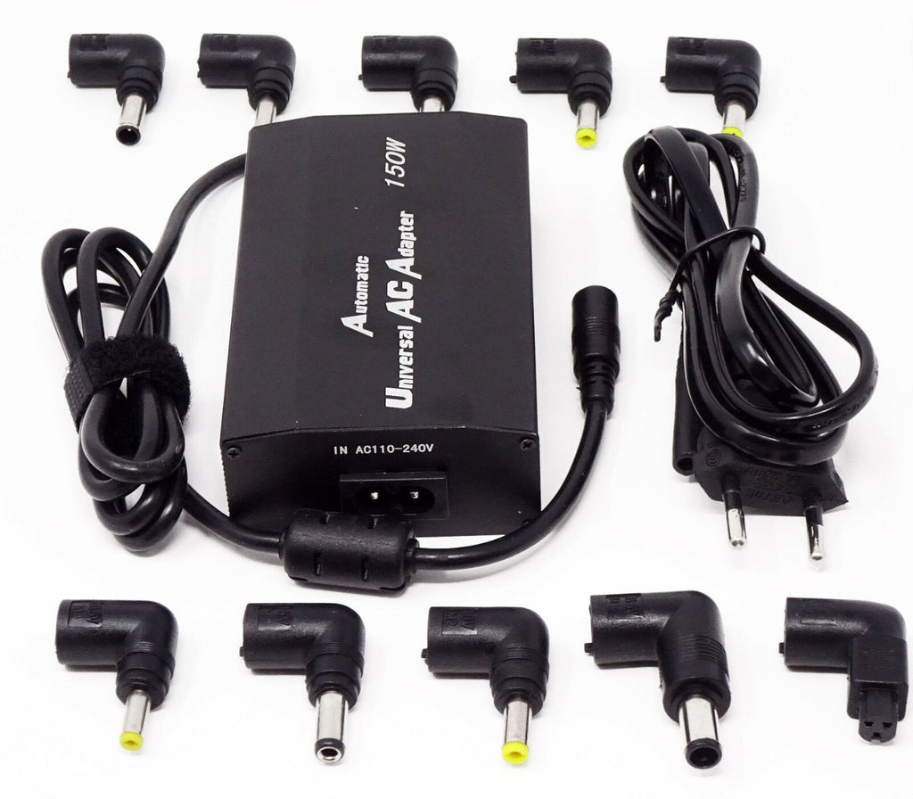 Alimentatore AC universale 150W con adattatore e set di punte DC intercambiabili