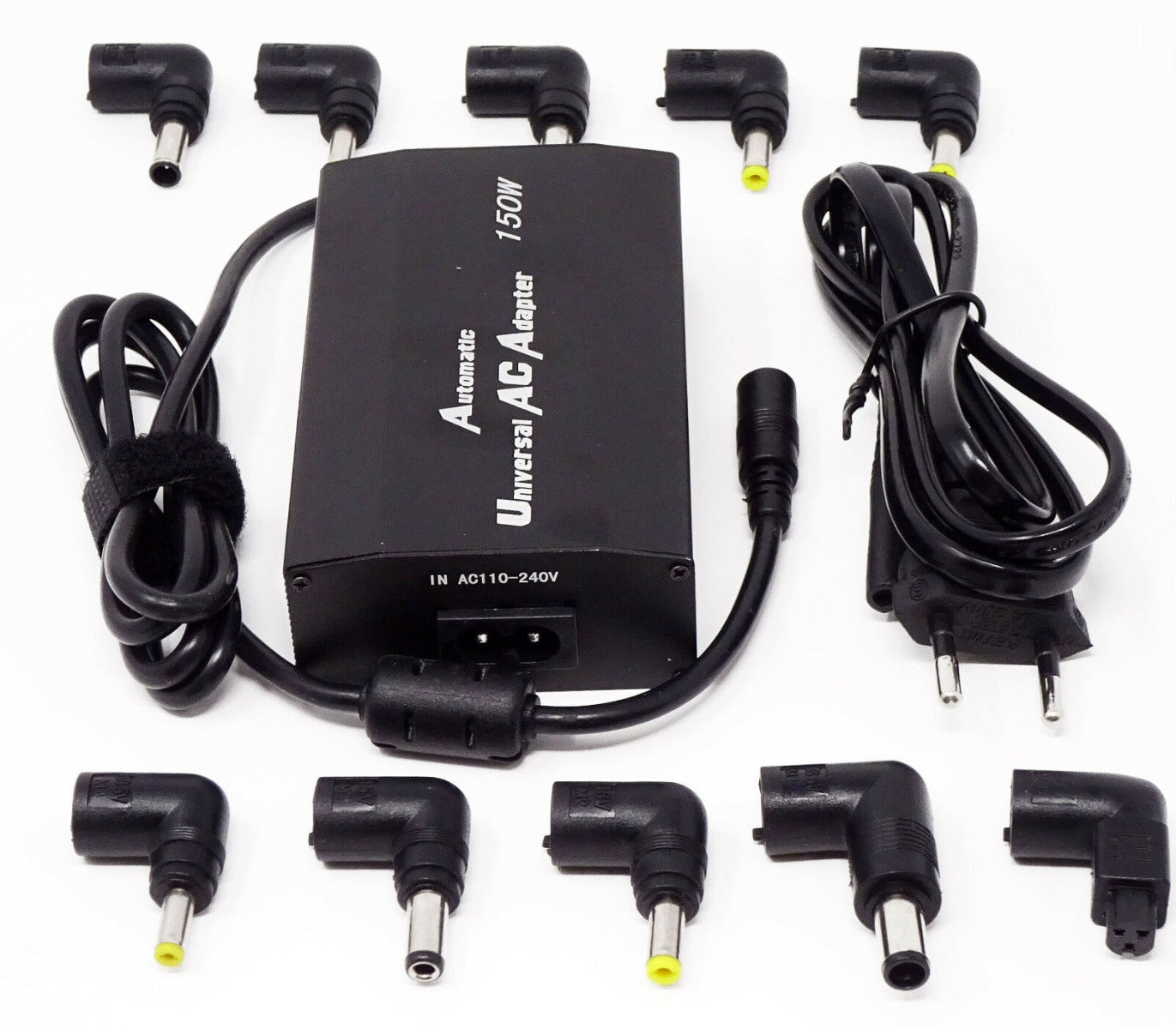 Alimentatore AC universale 150W con adattatore e set di punte DC intercambiabili