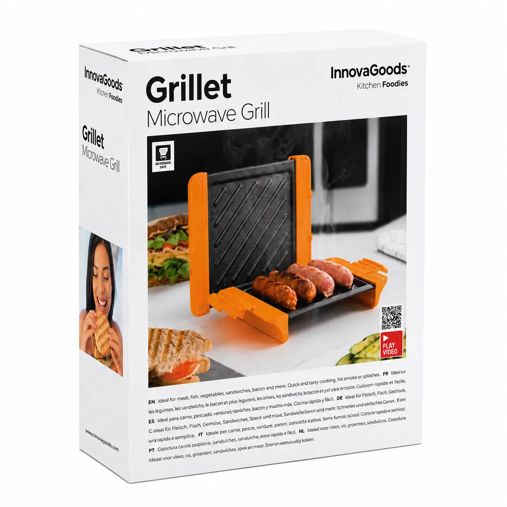 Confezione InnovaGoods Grillet per microonde con piastra grill arancione e piastre nere