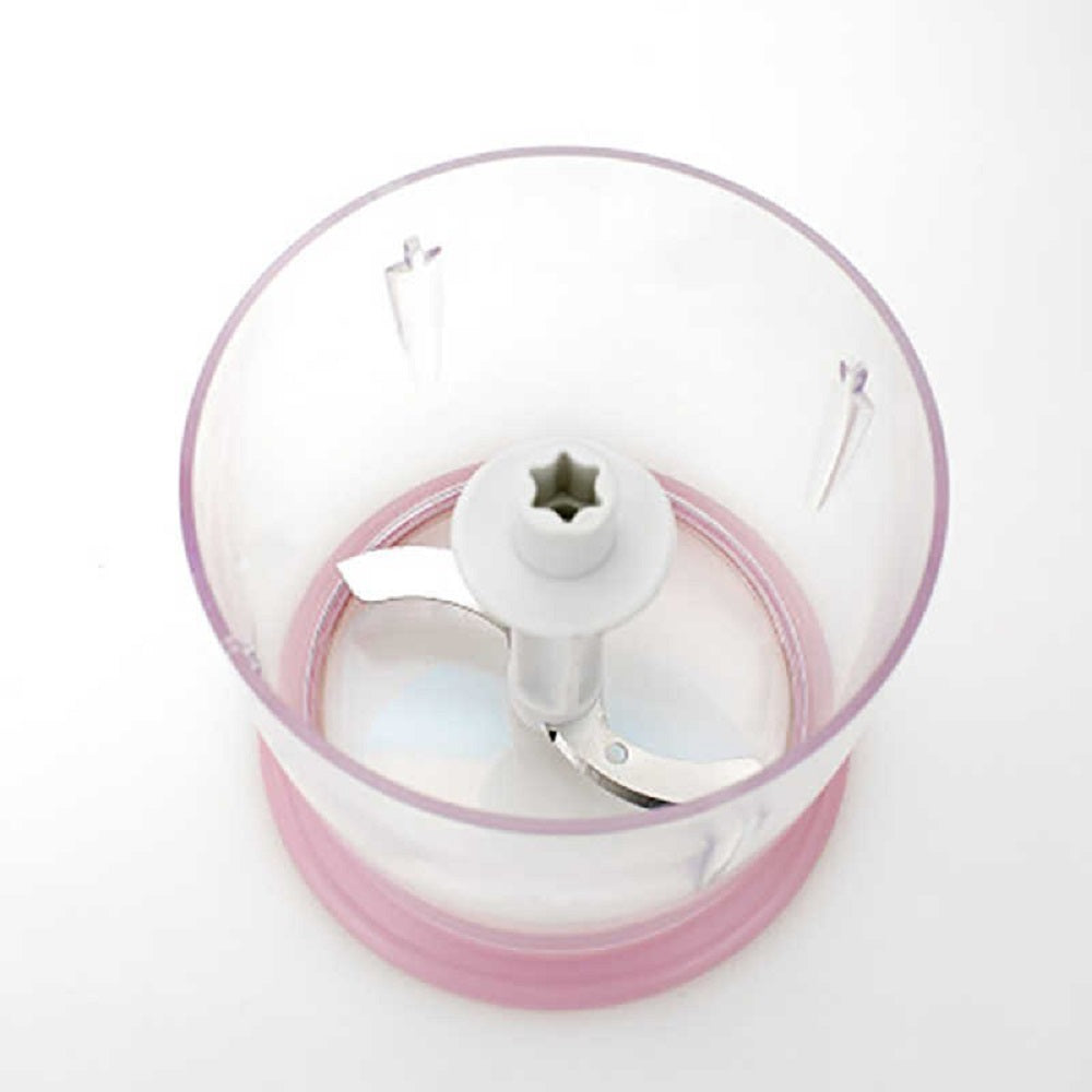 Mini frullatore portatile con contenitore e lama in plastica rosa chiara