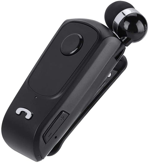 Auricolare Bluetooth senza fili nero con clip e pulsante di controllo grande