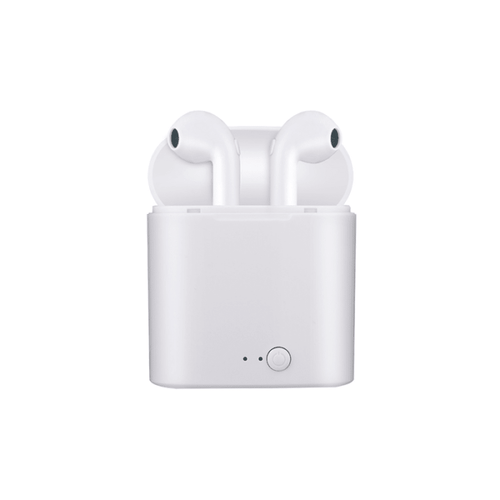 Auricolari Bluetooth bianchi con due auricolari nella custodia aperta
