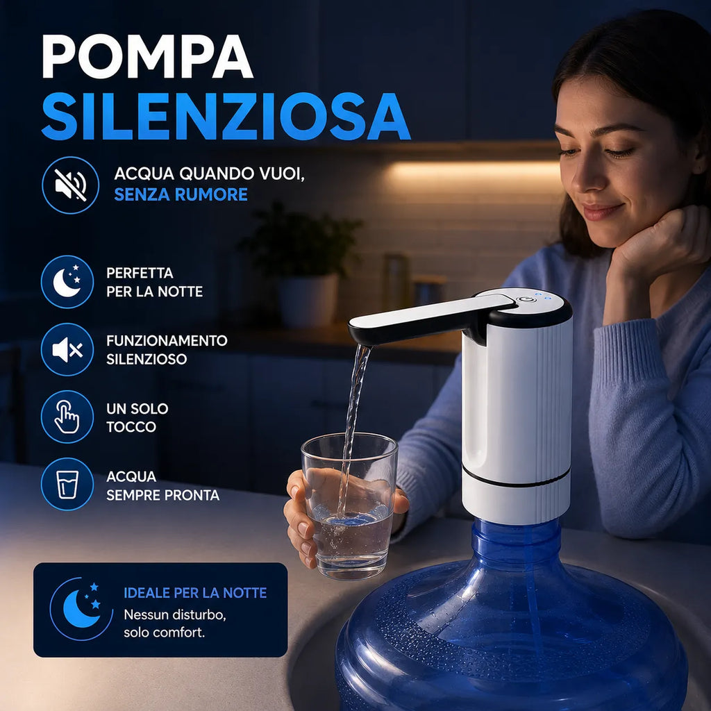 Dispenser Acqua Elettrico Pieghevole Ricaricabile USB-C |Erogatore Portatile per Casa, Ufficio e Campeggio