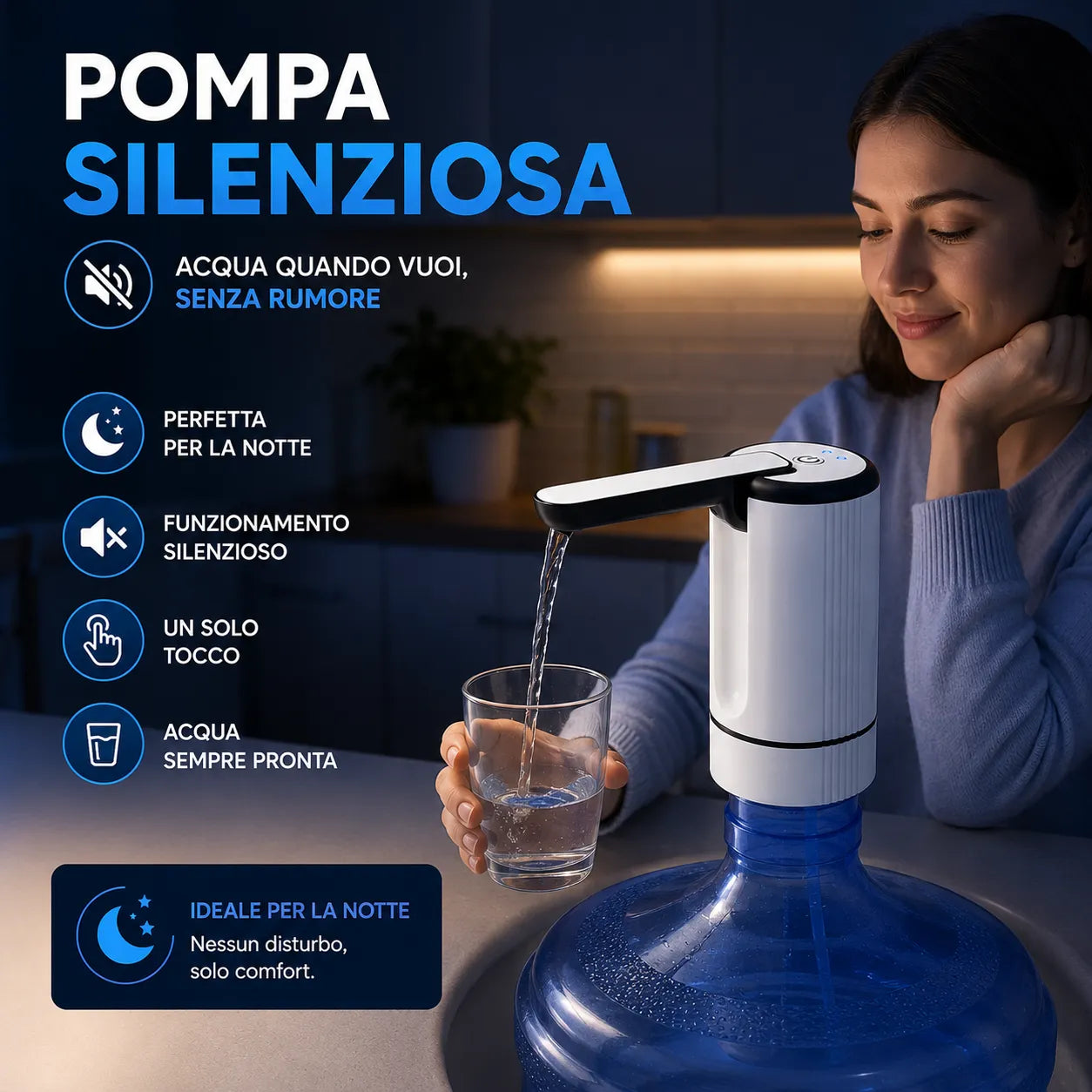 Dispenser Acqua Elettrico Pieghevole Ricaricabile USB-C |Erogatore Portatile per Casa, Ufficio e Campeggio