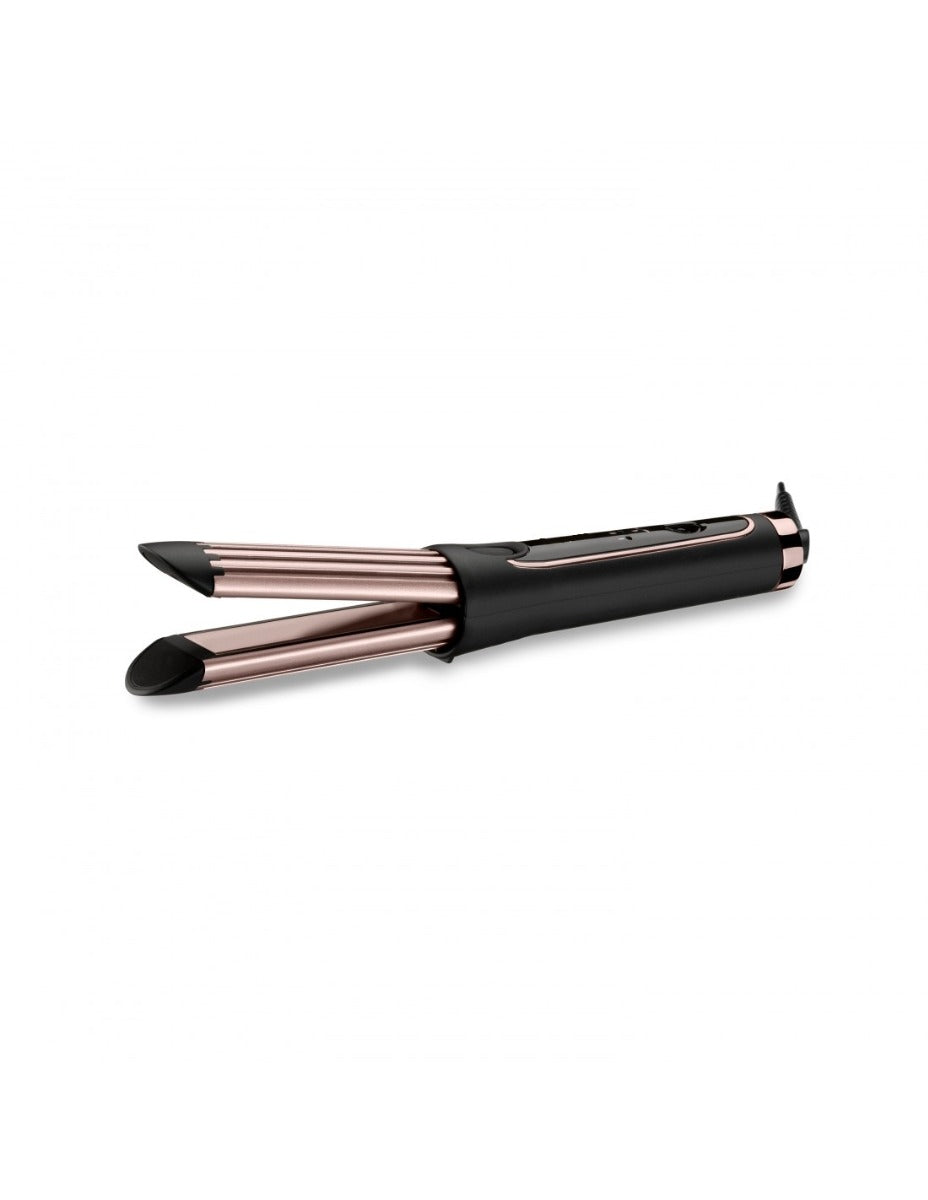 Styler arricciacapelli nero con doppio cilindro rosa e puntali a pinza