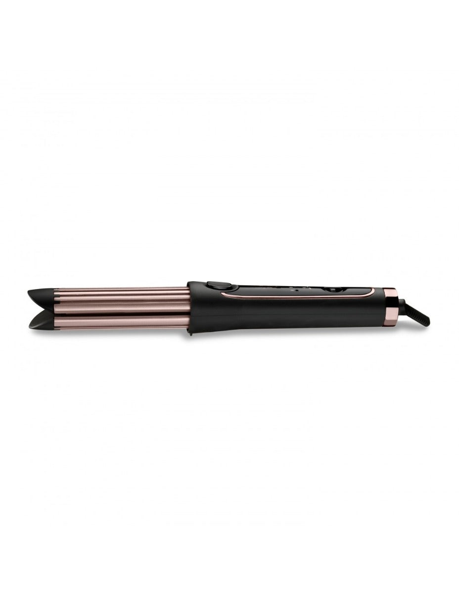 Styler arricciacapelli nero con doppio cilindro rosa e impugnatura lunga