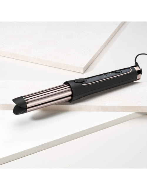 Styler arricciacapelli nero con doppio cilindro e display blu