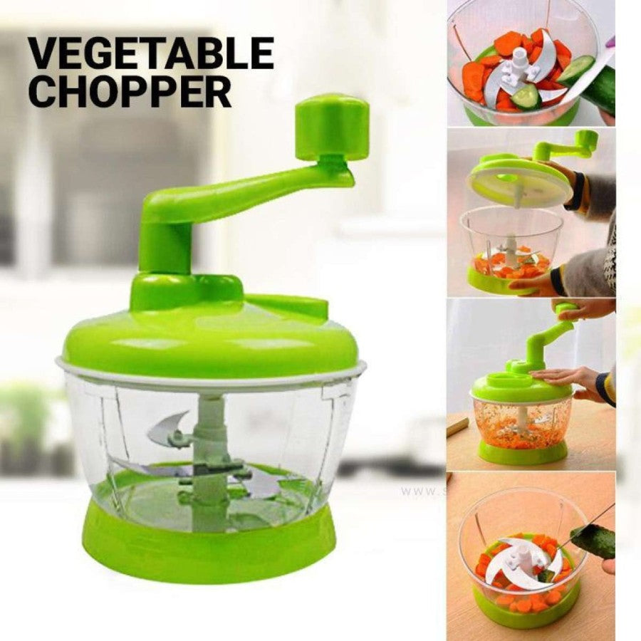 Trinciaverdure manuale verde con ciotola trasparente e coperchio