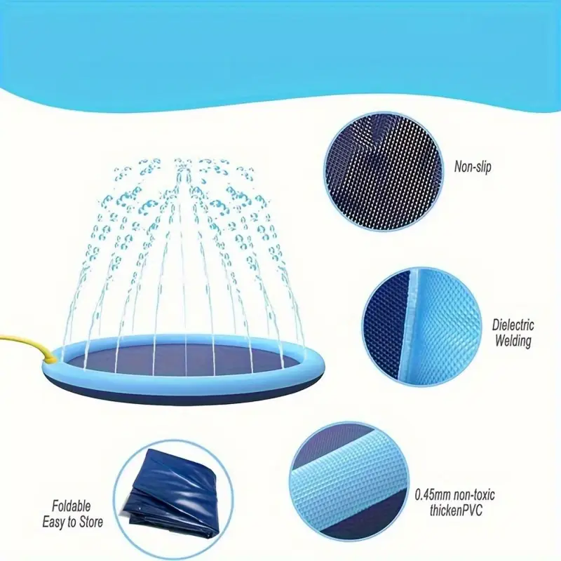 Tappetino antischizzo in PVC tondo blu con getto d’acqua e texture antiscivolo
